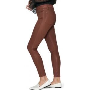 Paige Hoxton Coated High Rise Ankle Skinny Jeans Brown Size 24